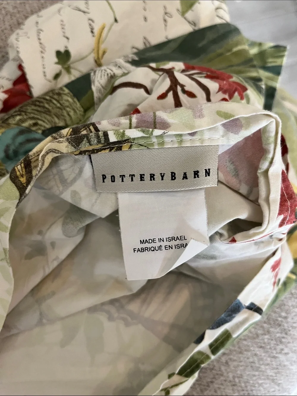 PotteryBarn vintage inspired floral bird garden oversize euro pillow sham cotton